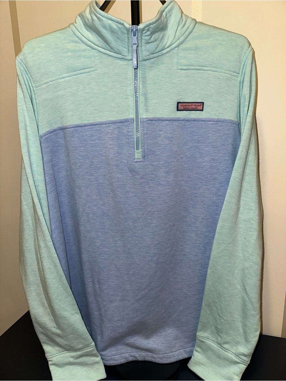 Vineyard Vines Mint & Periwinkle Colorblock Half-Zip Pullover